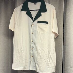 Men's Cream and Green Short Sleeve Shirt